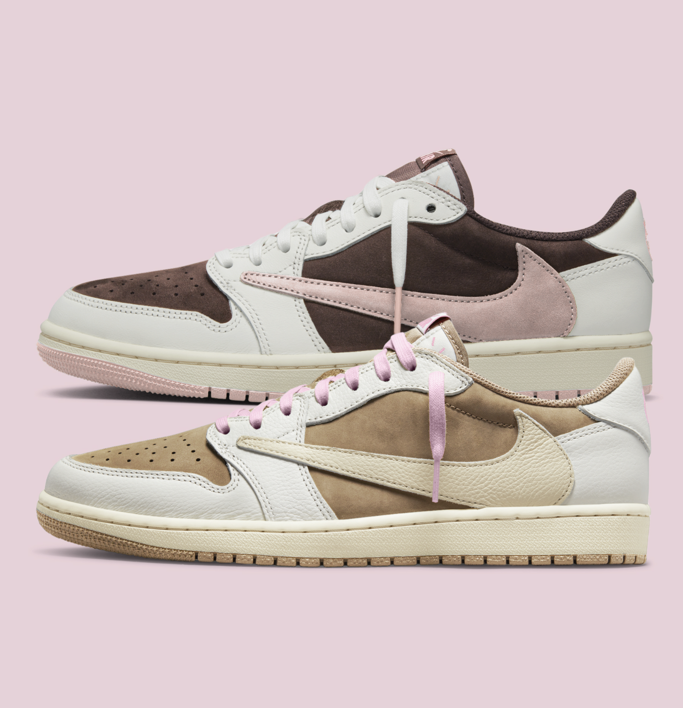 Travis Scott Air Jordan 1 Low OG Dark Pony/Pink Oxford(W) & Sail/Shy Pink